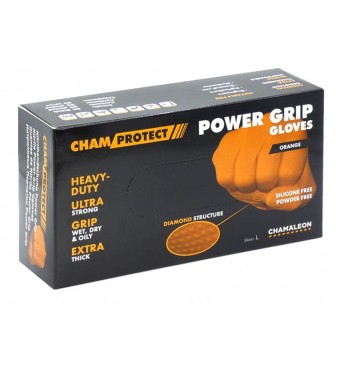 Nitrilo pirštinės Power grip L , oranžinės (50vnt.) CHAMAELEON  