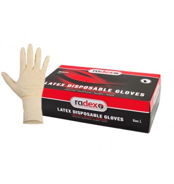 RADEX Latex Disposable Gloves L (50 Pcs.)