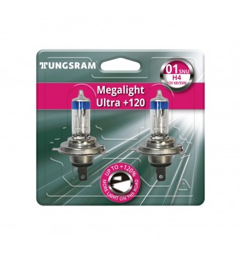 ~GE auto spuldze 12V H4 60/55W, MEGALIGHT ULTRA +120, blisterī 2gab